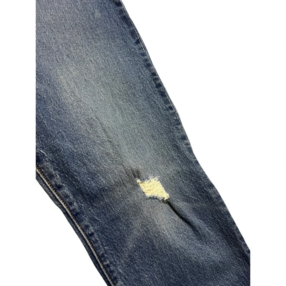 Levis 501 Original Fit Jeans Mens 33x32 Medium Wash Distressed Blue Denim 12501